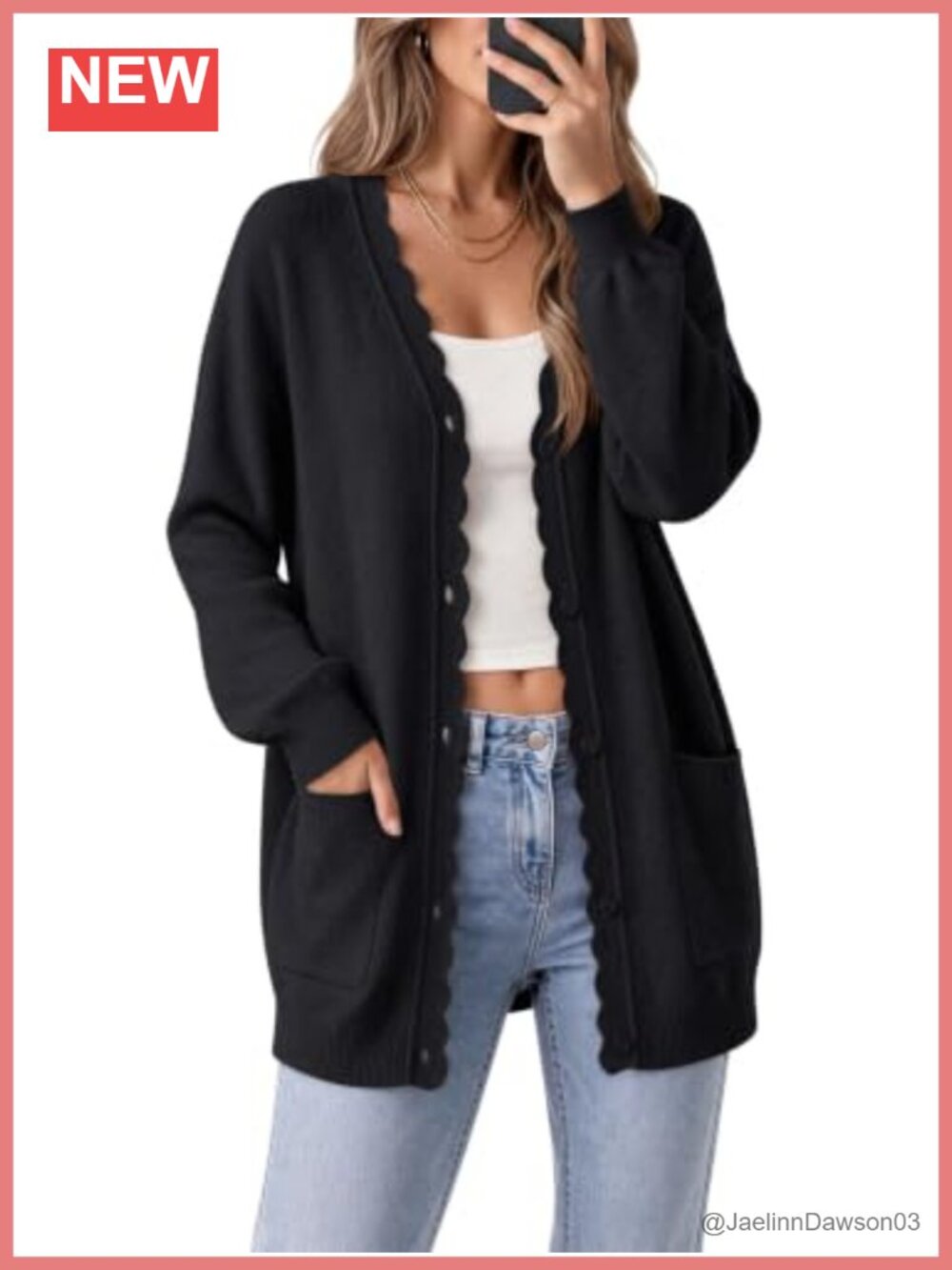 Womens Oversized Button Up V Neck Cardigan Sweater with Pockets